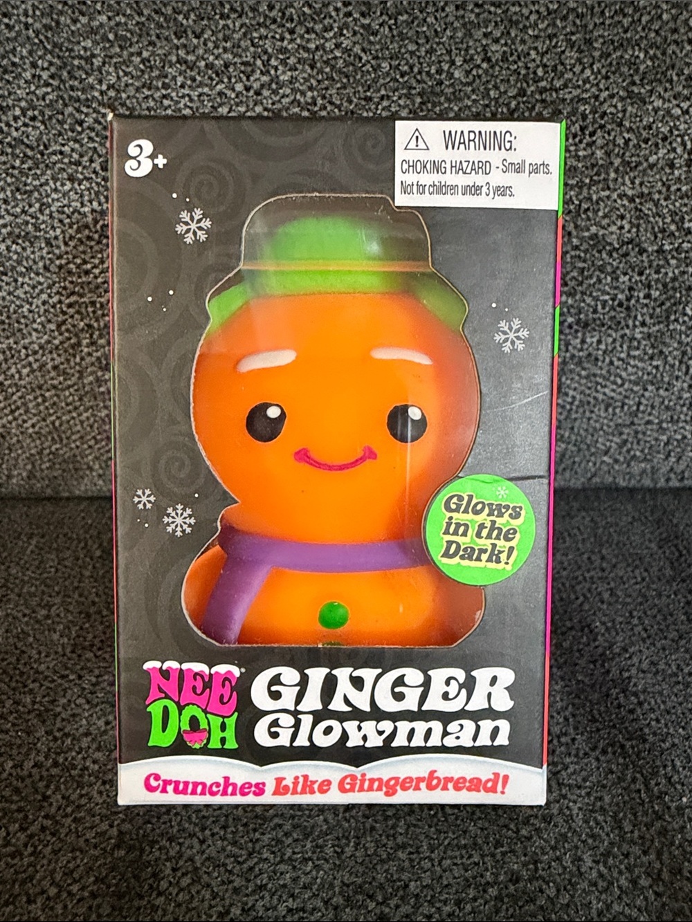NeeDoh Squishmas ULTRA RARE Ginger Glowman-Orange Glow-in-the-Dark Squishy.
